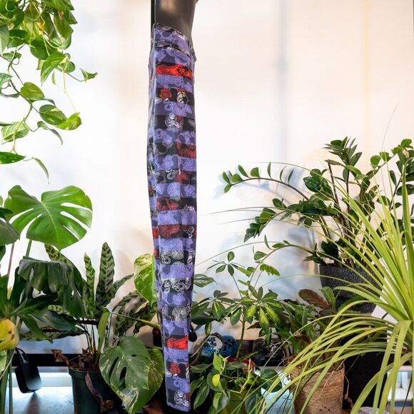 LuLaRoe Disney Captain Hook Black and Purple Striped Leggings, One Size - Picture 3 of 7